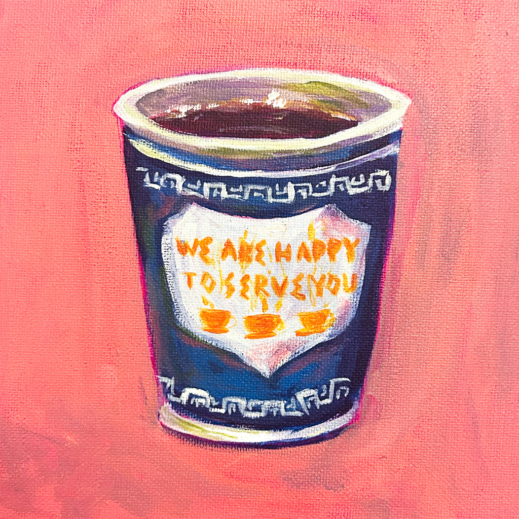 NYC Coffee Cup Original Painting | 8x8 Acrylic on Canvas