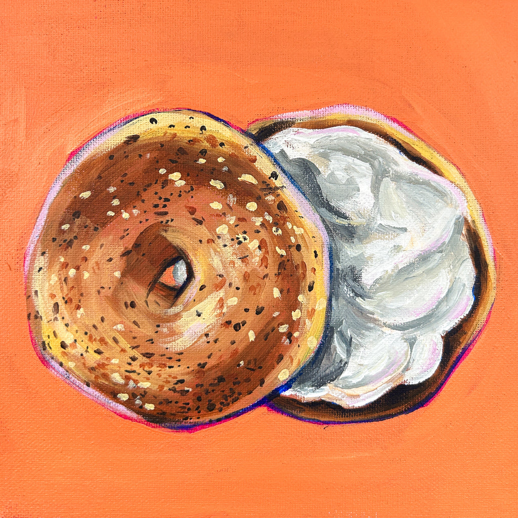 NYC Bagel Original Painting | 8x8 Acrylic on Canvas
