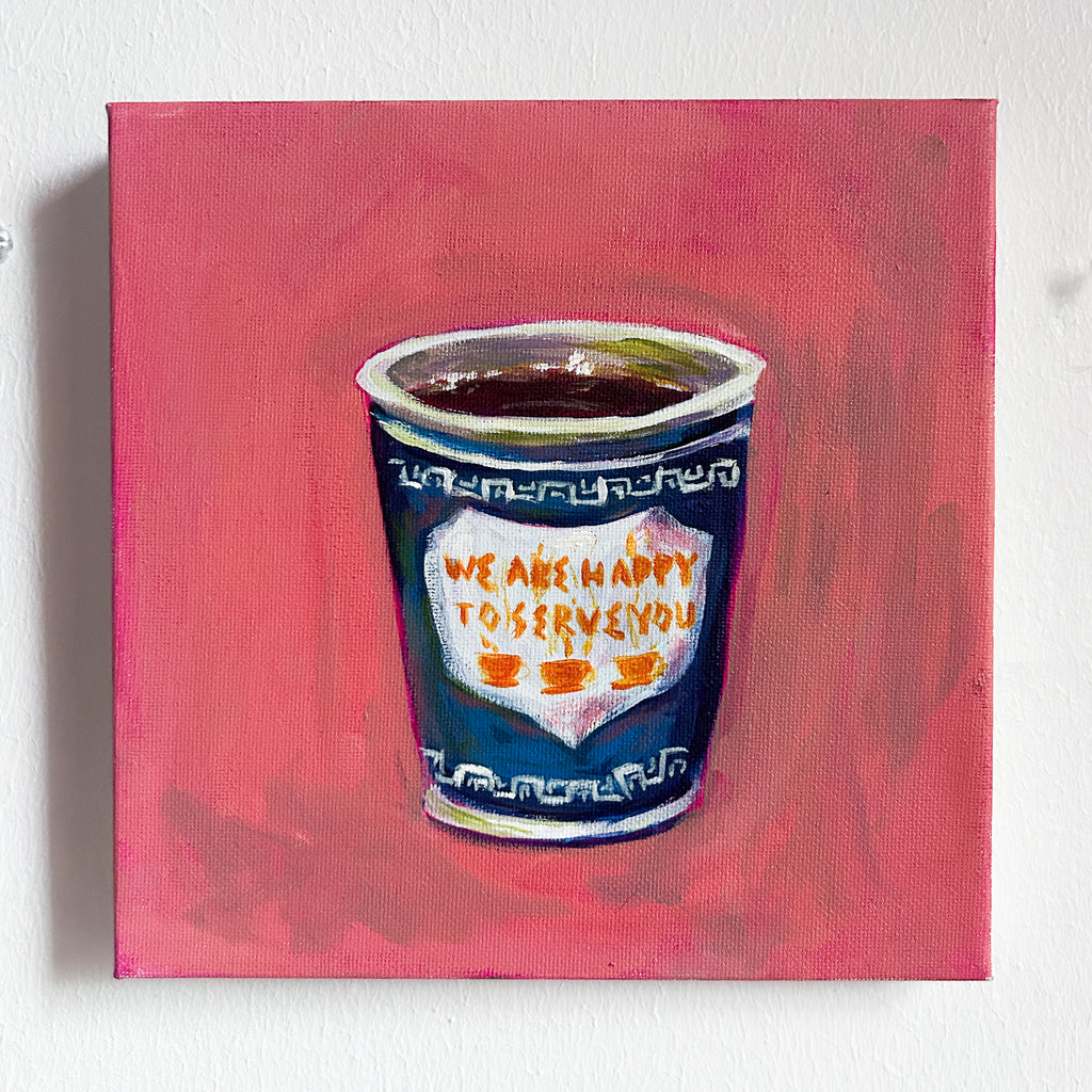 NYC Coffee Cup Original Painting | 8x8 Acrylic on Canvas