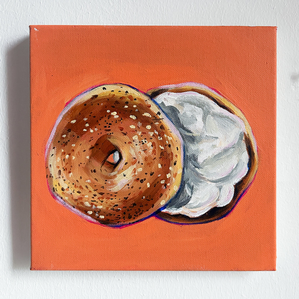 NYC Bagel Original Painting | 8x8 Acrylic on Canvas