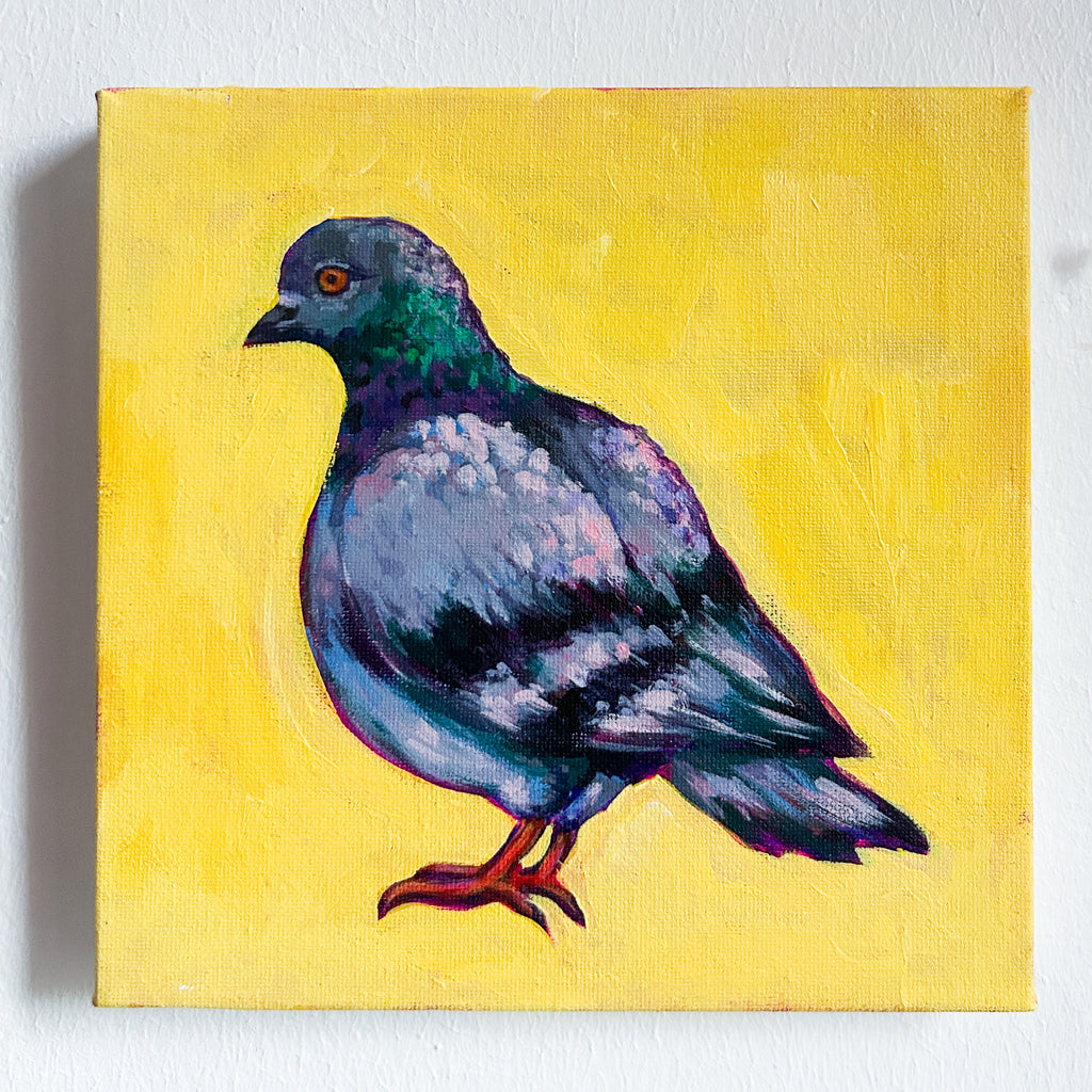 NYC Pigeon Original Painting | 8x8 Acrylic on Canvas