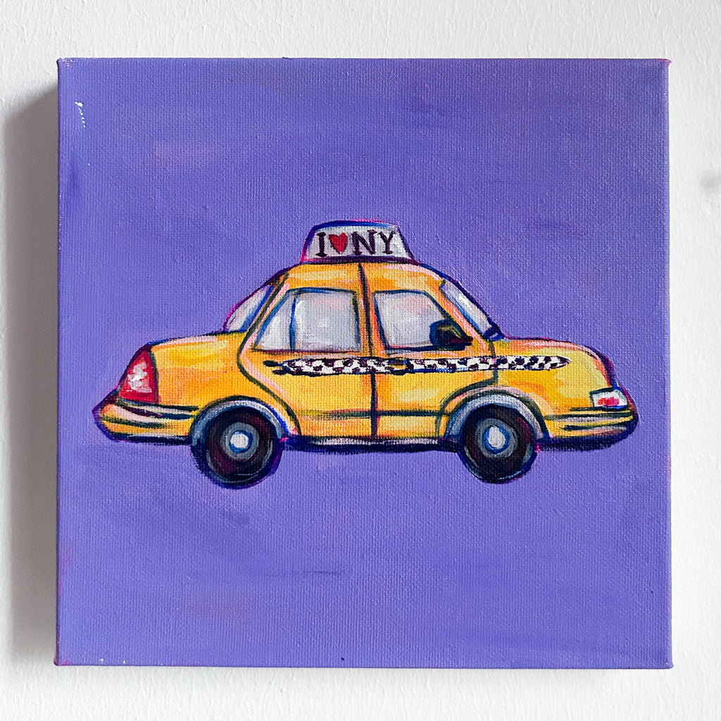 NYC Taxi Original Painting | 8x8 Acrylic on Canvas
