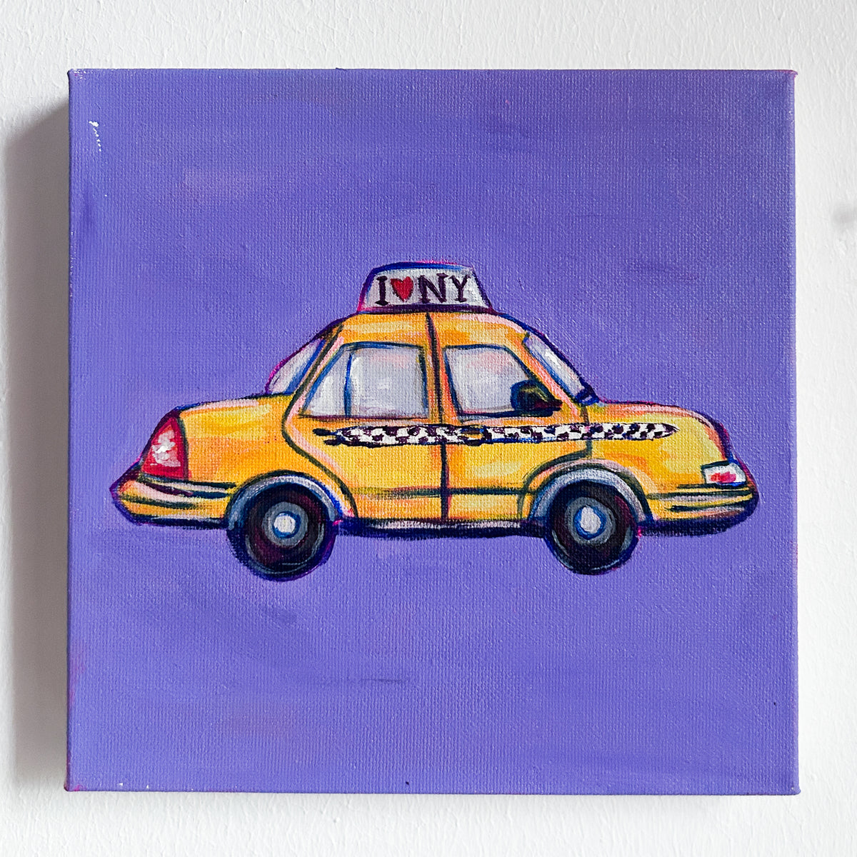 NYC Taxi Original Painting | 8x8 Acrylic on Canvas